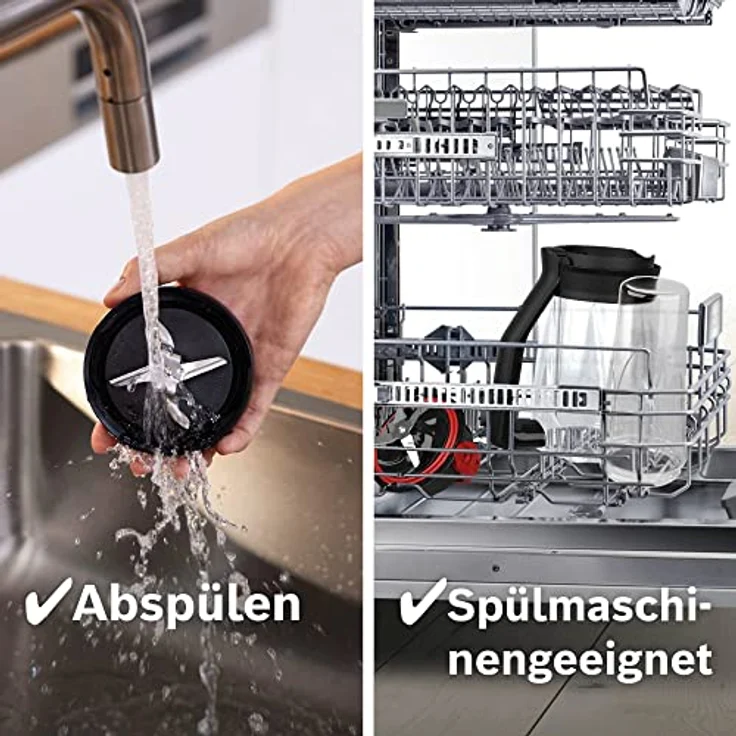 Bosch Standmixer VitaPower Serie 4 MMB6174SN, verbesserte Version, Edelstahl-Klingen Made in Germany, 1,5l Glasbehälter, 0,6l To-Go-Flasche, spülmaschinenfeste Teile, 30,000 U/min, 1200 W, silber – Bild 5