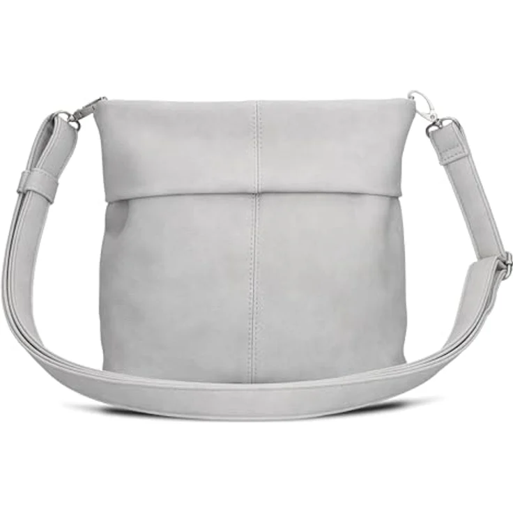 ZWEI Beuteltasche Mademoiselle M8, graue Umhängetasche aus pflegeleichtem Kunstleder mit Innenfächern, 25 x 10 x 23 cm – Bild 4