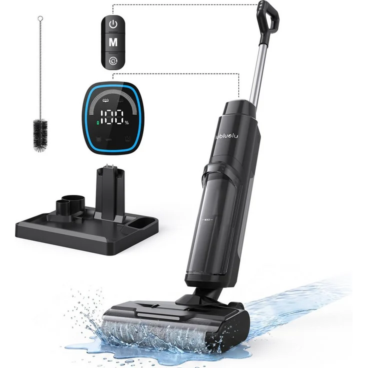 lubluelu BVC-T8A Akku Nass-Trocken-Akkusauger, 18.000 Pa Saugleistung, beutelos, Selbstreinigung per Knopfdruck, Kantenreinigung <0,6 cm, HEPA-Filter, 3-in-1-Funktion