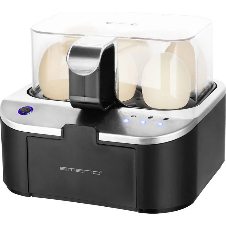 "Emerio Eierkocher EB-123177.12, vollautomatischer Eierkocher mit Licht und Sprachanzeige, silber"