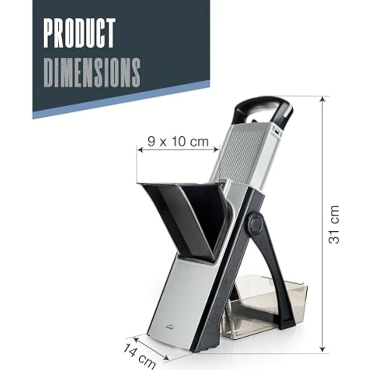 Lacor Vertical Plus Mandoline 60860, Edelstahlklinge, BPA-frei, klappbar, 4 Schnittarten, Maße: 31x41 cm – Bild 2