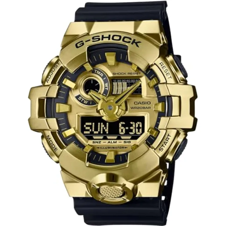 Casio G-Shock G-Steel Herrenuhr Schwarz/Goldfarben GM-700G-9AER, Quarzwerk, Mineralglas, Kunststoffarmband
