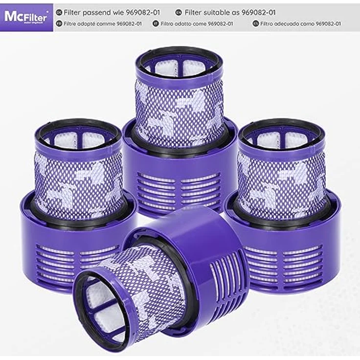 McFilter HEPA-Filter 4 Stück, Staubsauger-Zubehör für Dyson V10, SV12, Cyclone, auswaschbar, lila/schwarz/weiß – Bild 6