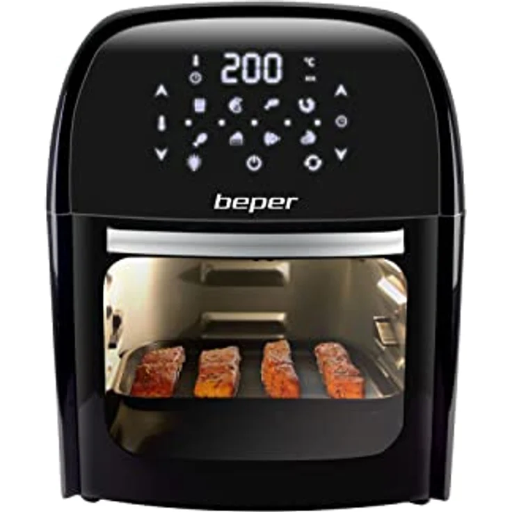 BEPER P101FRI012 Digitale Heißluft Fritteuse, Girarrosto, Ofen, Toaster, Trockner,12L, 1800W, Touch-Panel, 8 Programme, Zubehör, Verstellbar, Schwarz – Bild 4