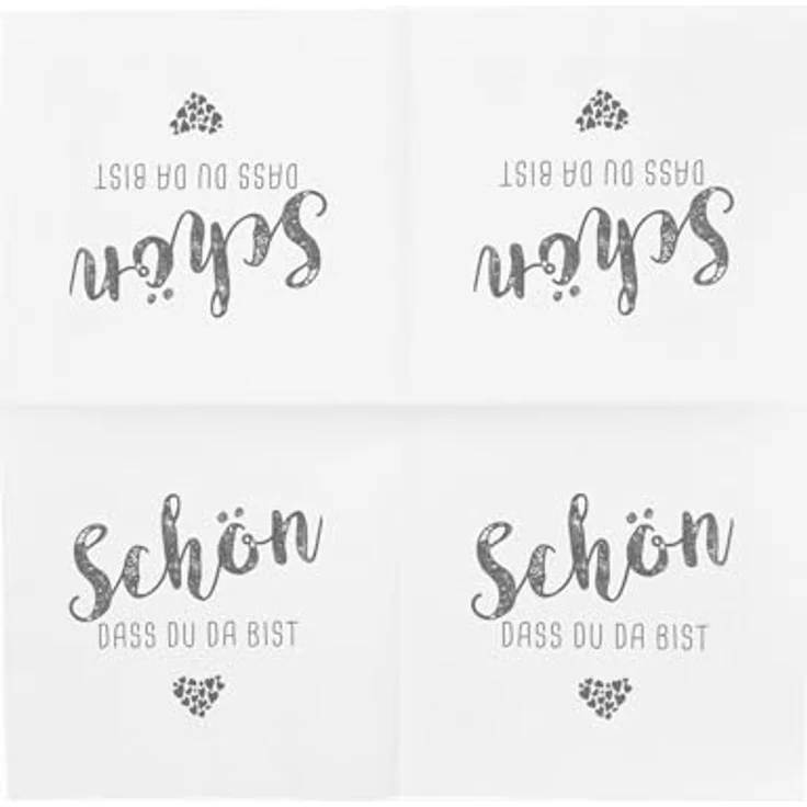 itenga Servietten Schön dass du da bist, 3-lagig, 30 x 30 cm, 40 Stück, weiß für Kommunion, Konfirmation, Hochzeit und Taufe – Bild 4