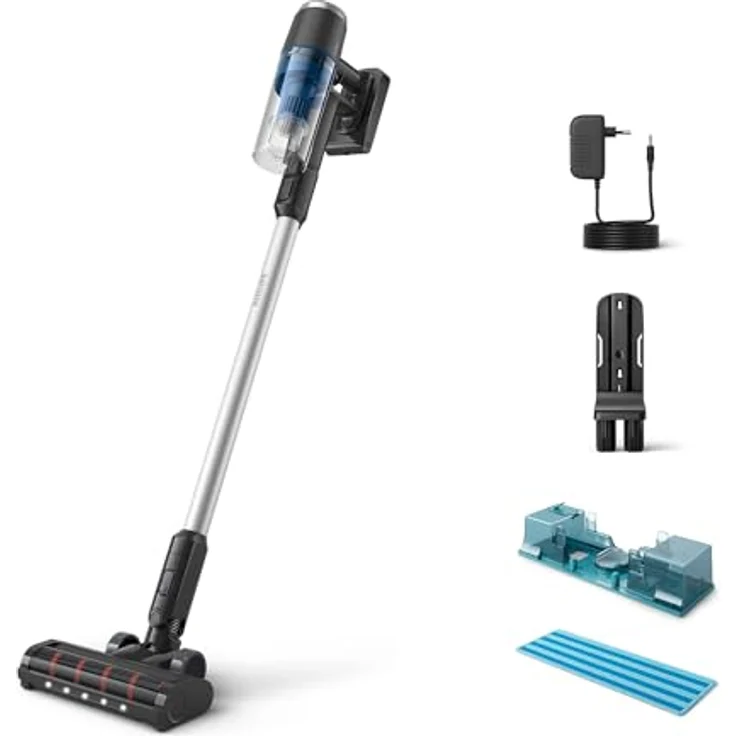 Philips Kabelloser Akku-Staubsauger 3000-Serie - Staubsaugen und Wischen in einem, Digitaler Motor, präzise LED-Düse, 60 Minuten Laufzeit, Abnehmbarer Akku, PowerCyclone 8, Aqua-Modul (XC3132/01) – Bild 1