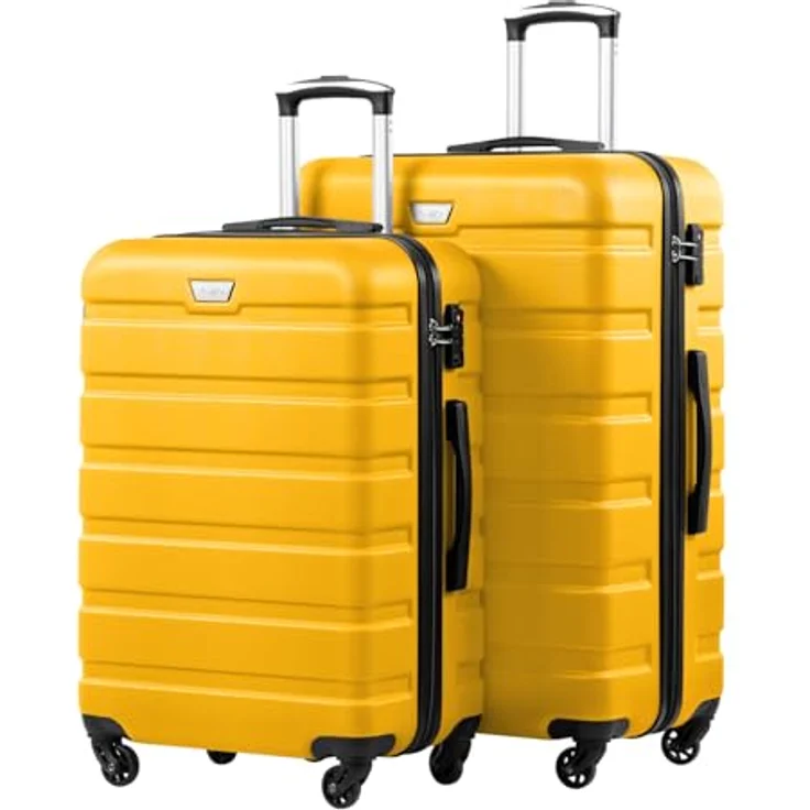 COOLIFE Hartschalen-Koffer Trolley Set, 2-tlg. Zitronengelb, Handgepäck mit TSA-Schloss, 360° Rollen, Größen L und XL – Bild 1