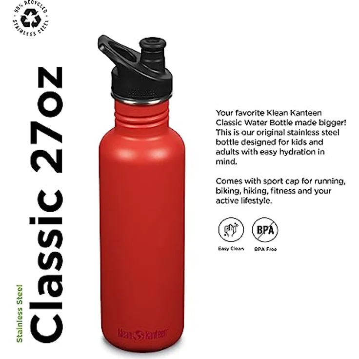 Klean Kanteen Classic Narrow Tiger Lily - 800ml Edelstahlflasche mit Sport Cap – Bild 3