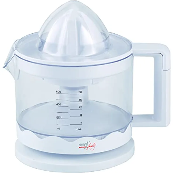 Melchioni Family ZUMO Spremiagrumi elettrico, Doppio movimento di rotazione, Azionamento automatico a pressione, Coperchio di protezione, Caraffa estraibile con maniglia da 0,6 L, Avvolgicavo, 30W