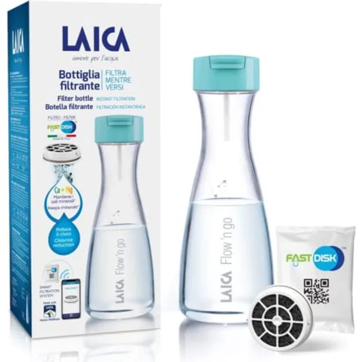 Laica B01BA Sofortige Filterflasche aus Kunststoff, 1 l, mit 1 Filter, hellblau/transparent, 1 Liter