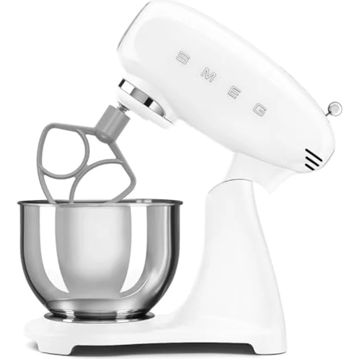 Smeg SMF05WHEU Küchenmaschine, 1000 Watt, 4,8 Liter Edelstahl-Rührschüssel, Hochglanz-Weiß, mit 10 Geschwindigkeitsstufen und Zubehör – Bild 5