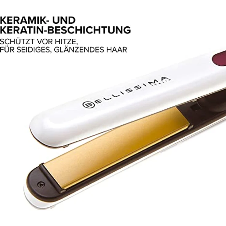 Bellissima B9 400, Glätteisen, glattes oder welliges Styling, Keramik- und Keratinbeschichtung, haarglätter, abgerundete Platten – Bild 3