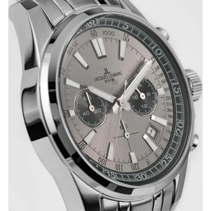 JACQUES LEMANS Herrenuhr Chronograph Liverpool Serie mit Ziffernblatt und Sonnenschliff, 1-2117ZA – Bild 4