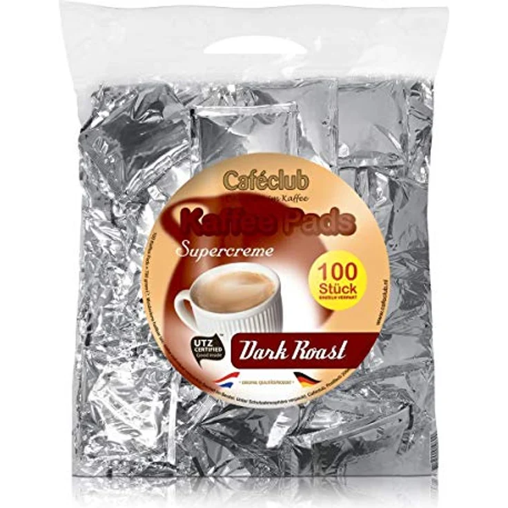 Cafeclub Kaffee-Pads Supercreme Dark Roast - 100 Stk einzeln verpackt, Pad für zb Senseo – Bild 2