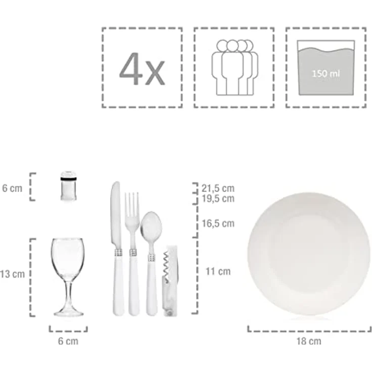 SÄNGER Picknickkorb Borkum (Set, 25 St., Picknickkorb), 4 Personen, integrierter Tisch & Kühltasche, Weide & Leder, Porzellan & Kunststoff, 3,5 kg, braun – Bild 6