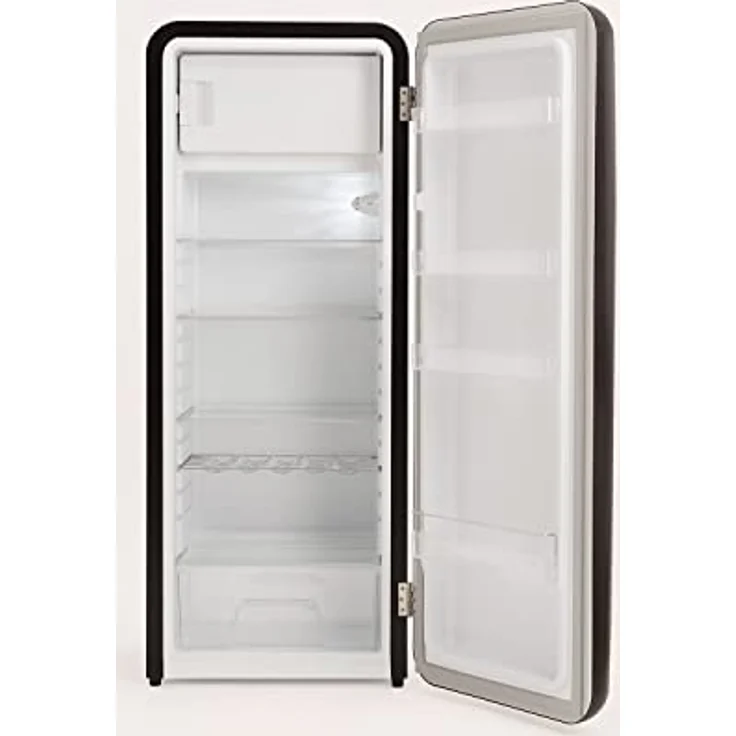 CREATE Retro Fridge 150 Wood, Kühlschrank mit Gefrierfach 281L in Schwarz, 3 Ablagen, Temperaturregelung, 150 cm – Bild 5