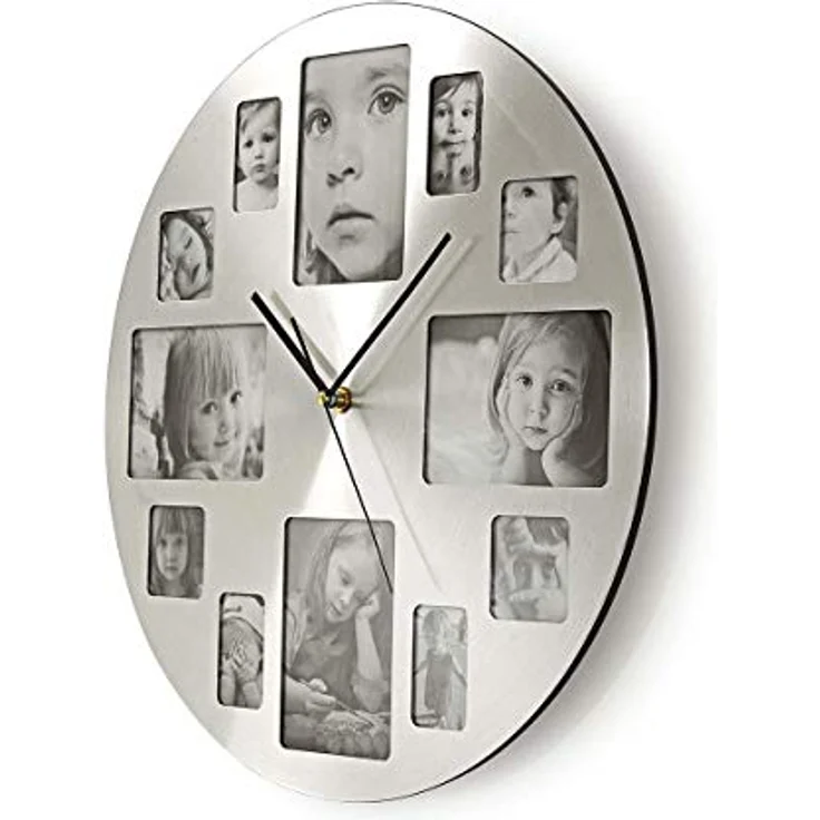 NEDIS CLWA003PH40 Kreisförmige Wanduhr, Durchmesser von 40 cm, Photo Frame, Silber – Bild 3