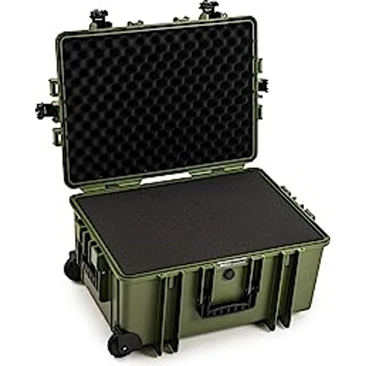 B&W Transportkoffer Outdoor Typ 6800 bronze-grün mit Würfelschaum, Trolley Koffer, ideal auf Tour - wasserdicht nach IP67 Zertifizierung, staubdicht, bruchsicher und unverwüstlich