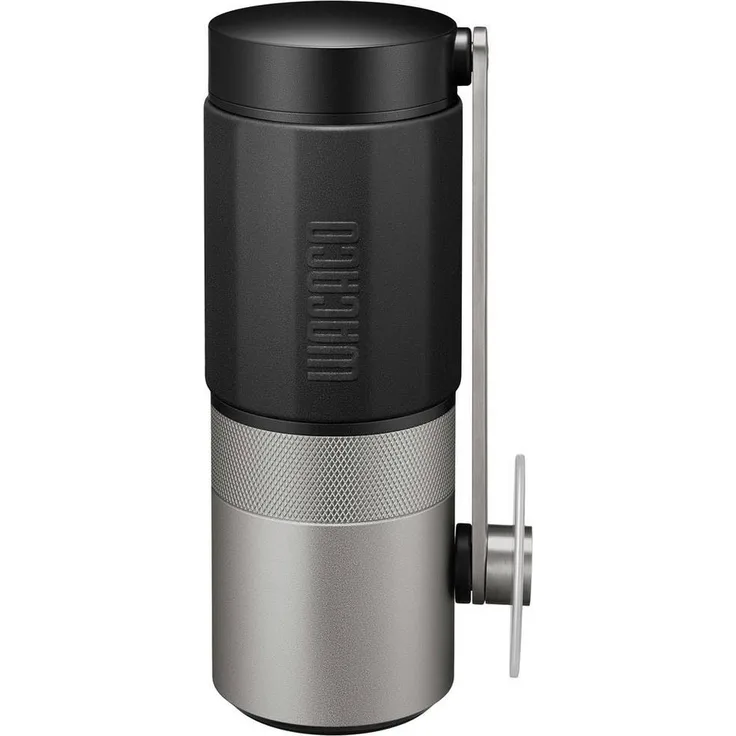 Wacaco Exagrind Espressomühle in Taschenformat, präzisionsgeschliffenes 38-mm-Edelstahl-Mahlwerk, Aluminiumrahmen, platzsparender Tragegriff