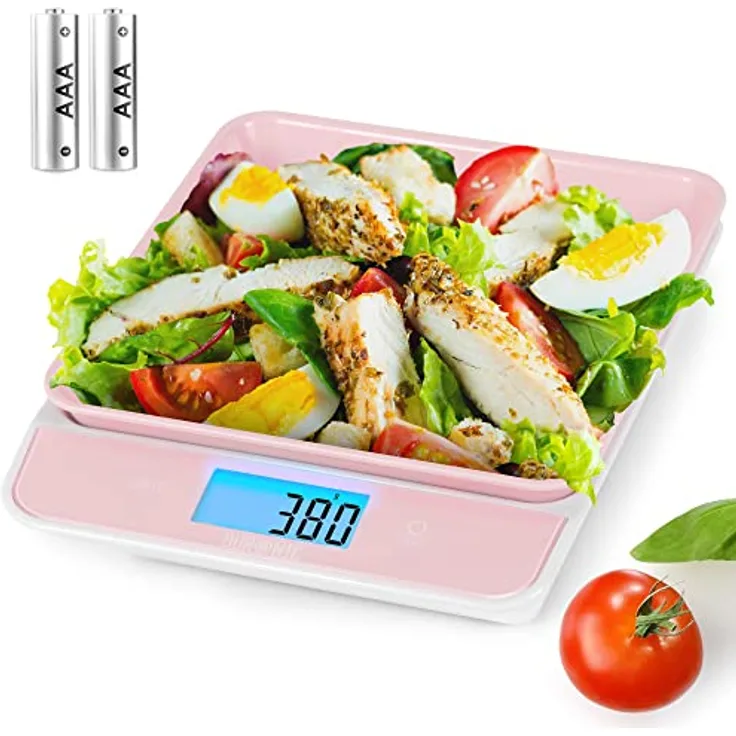 Duronic KS100 PK Küchenwaage | 5 kg Digitalwaage mit 1,2 L abnehmbarer Schüssel | 1 g grammgenau Präzision-Feinwaage | Haushaltswaage mit Tara-Funktion | Digitale Waage mit Hold-Funktion | Zum Kochen