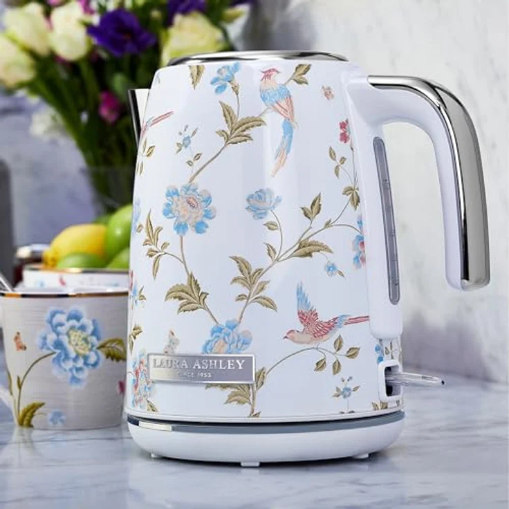 VQ Laura Ashley Elveden Weiß, Kabelloser Edelstahl-Wasserkocher 1,7 Liter mit 2,2 kW Schnellkochtechnologie und Überhitzungsschutz – Bild 3