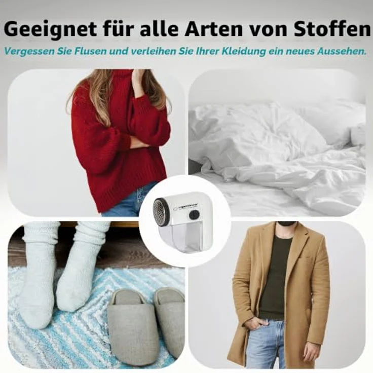 Esperanza Cuddly, Elektrischer Fusselrasierer in Weiß-Grau, effektiv für empfindliche Stoffe und einfache Handhabung – Bild 7