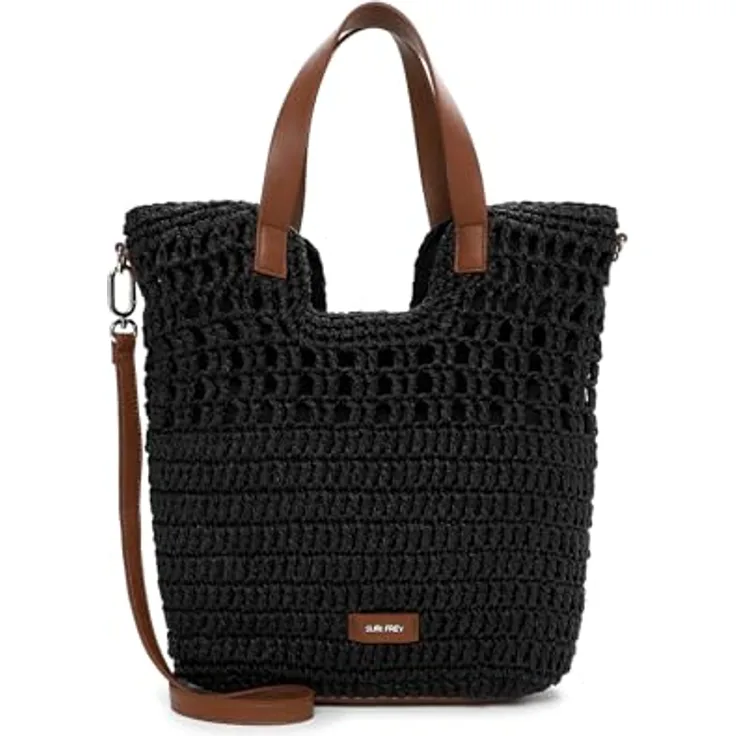 SURI FREY Shopper Cityshopper, modischer Bast Design in Black, mit verstellbarem Schulterriemen und geräumigem Hauptfach