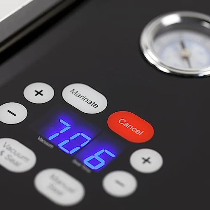 Caso VacuChef Slim-Line - Kammervakuumierer aus Edelstahl, Ultra flaches Design, starke Vakuumpumpe 72 Liter-Minute, inkl. 30 Profi Folienbeutel – Bild 5