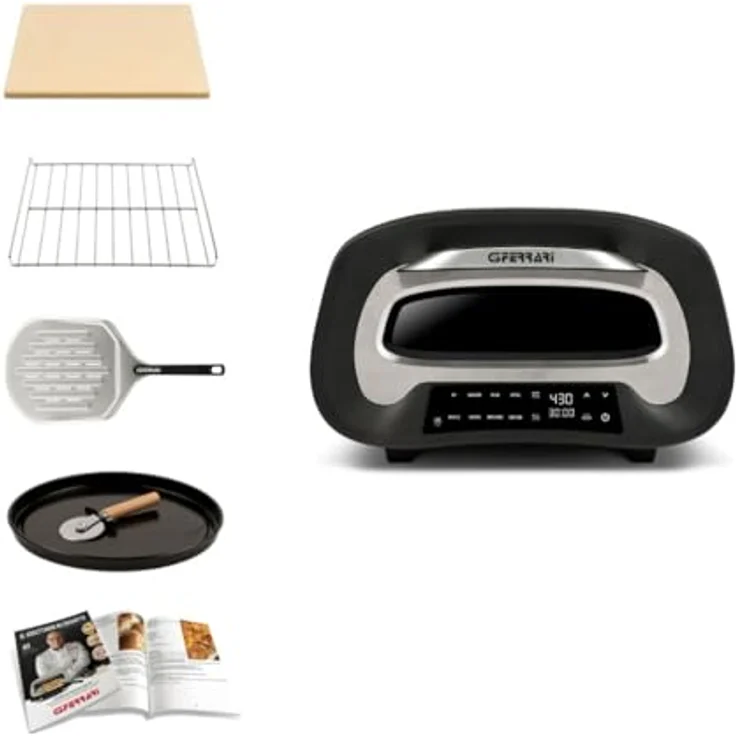 G3Ferrari Pronto Pizza 2 Minuti-Ofen, Digitales Multifunktions-Pizzaofen-Set mit feuerfestem Stein, bis zu 430°C, schwarz – Bild 2