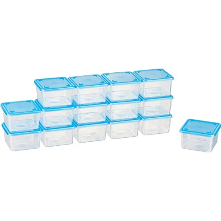 MiraHome Gefrierdosen Set 15x0,125L, rechteckige, luftdichte Vorratsdosen in Blau, platzsparend und temperaturbeständig von -40 bis +100 Grad Celsius – Bild 1