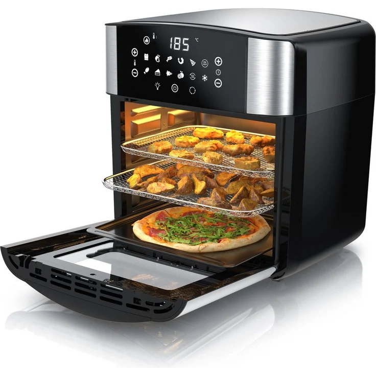 Arendo Heißluftfritteuse Multifunktionsofen 16L, 1800 W, XXL Fritteuse ohne Öl, mit Zubehör für Pizza, Hähnchen, Pommes, weiß