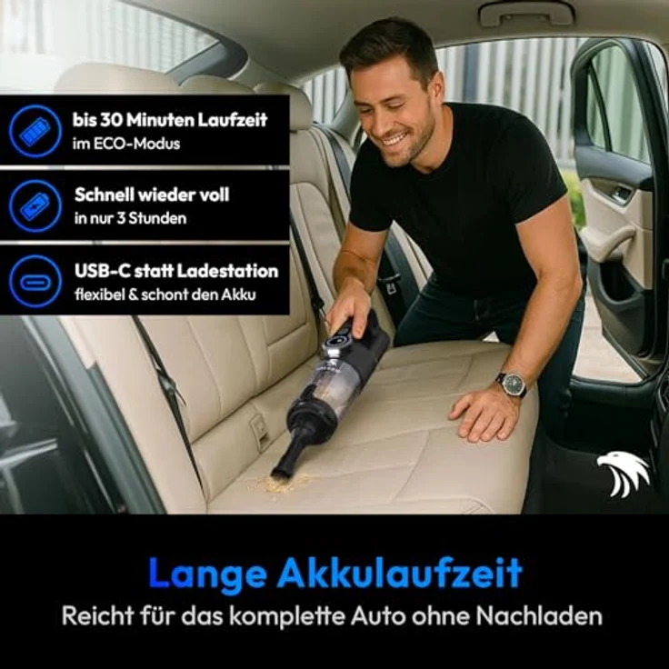 VALKER Handstaubsauger MasterGrip, Akku mit 80000 RPM, starke Saugleistung, 30 min Akkulaufzeit, leicht und ergonomisch – Bild 3