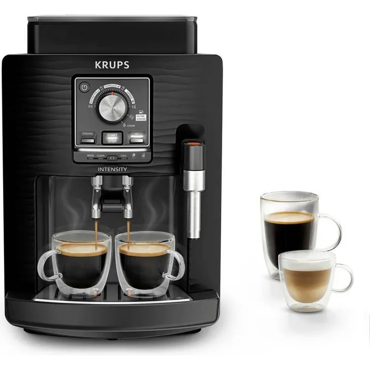 Krups Intensity Kaffeevollautomat, mit Mahlwerk und manueller Milchaufschäumdüse, ultrakompakt