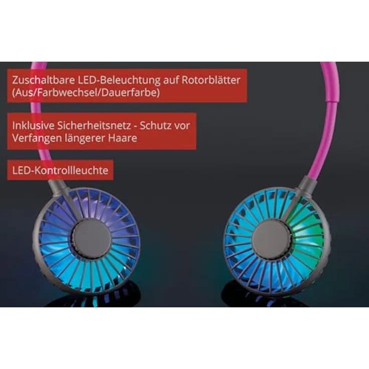 Unold 86699 NACKENVENTILATOR Breezy Anthrazit mit bequemen Nackenbügel, 3-stufige Geschwindigkeitsregelung, LED-Kontrollleuchte und zuschaltbarer LED-Beleuchtung – Bild 3