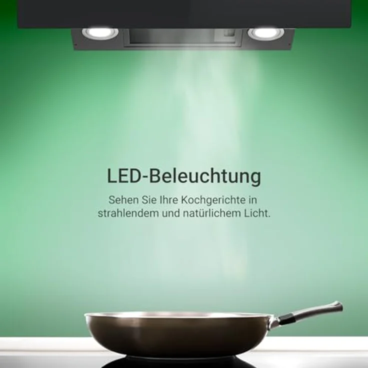 KKT KOLBE TRIO6025S Dunstabzugshaube 60cm, Kopffrei, Umluft/Abluft, 782cbm/h, Schwarz mit Gestensteuerung und LED-Beleuchtung – Bild 4