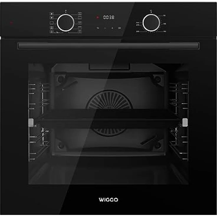 Wiggo WO-BFA610 Einbau-Backofen, schwarz, 60 cm, 73 l, Airfryer, Ober- & Unterhitze, Heißluft, Grillen, Auftauen, 4 Bleche, Konfektion – Bild 1