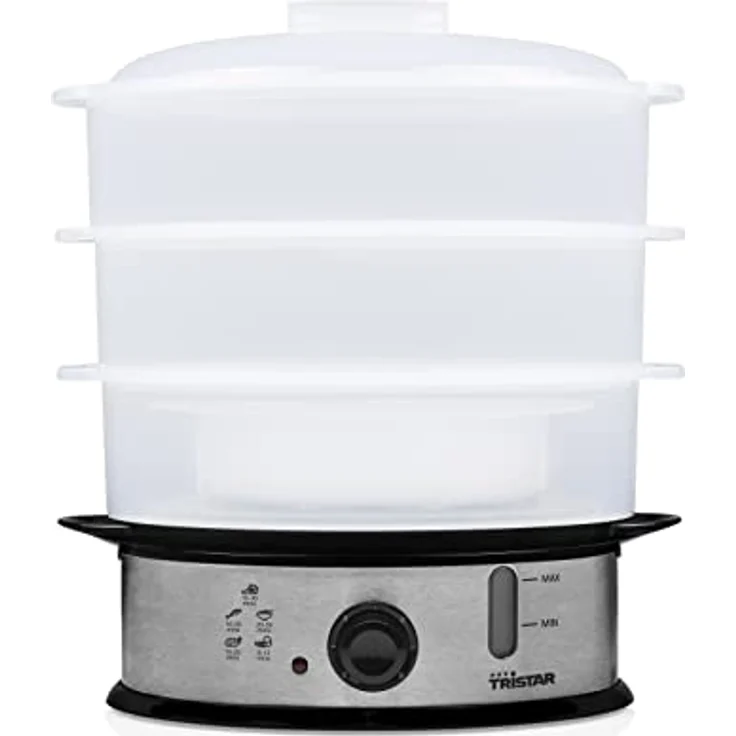 Tristar elektrischer Dampfgarer 1200 Watt mit 3 Garbehältern, 11 Liter Fassungsvermögen, VS-3914, Silber, Kunststoff – Bild 2