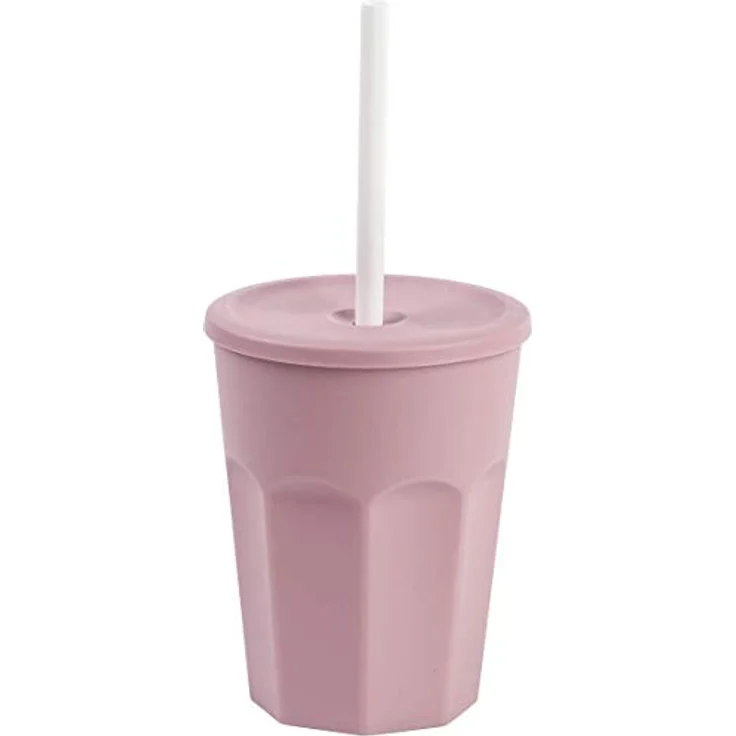Engelland - 10x Kunststoffbecher mit Deckel Blau Rosa Trinkbecher mit Strohhalm Party-Becher Plastik Trink-Gläser Mehrweg 0,25l – Bild 4