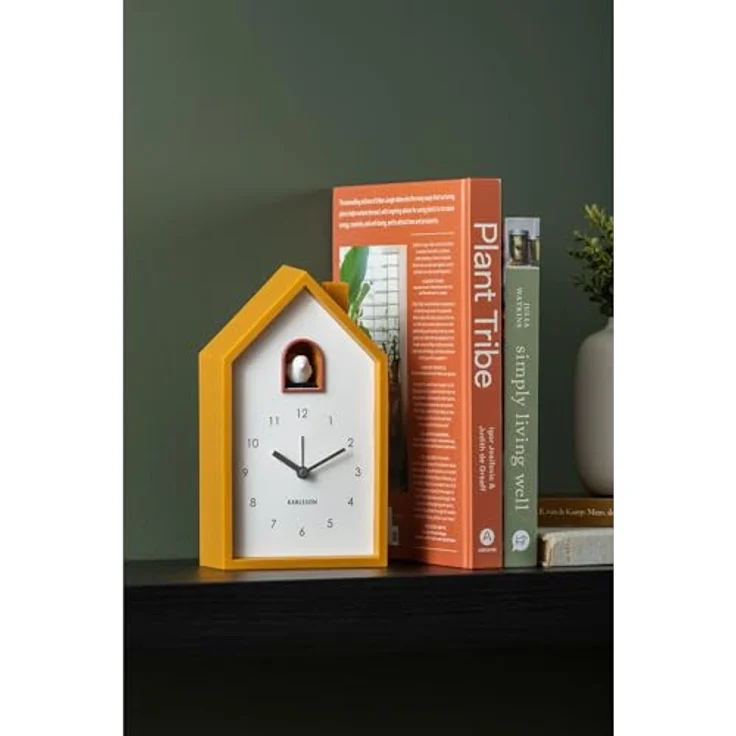 Karlsson Modern Cuckoo Wecker, skandinavisches Design, ochre yellow, 12x6x20cm, batteriebetrieben – Bild 3