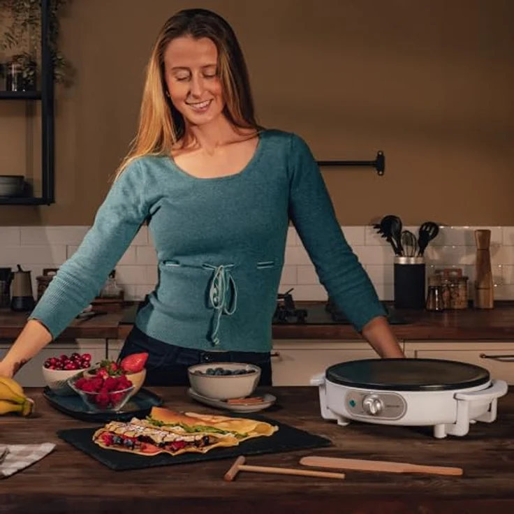 Cecotec Fun Creepy Elektrische Crêpes-Maschine, 1200W, Antihaftbeschichtung, 30,5cm Durchmesser, Einstellbare Leistung, Überhitzungsschutz, BPA-frei, inkl. Abstandswalze und Spatel – Bild 2