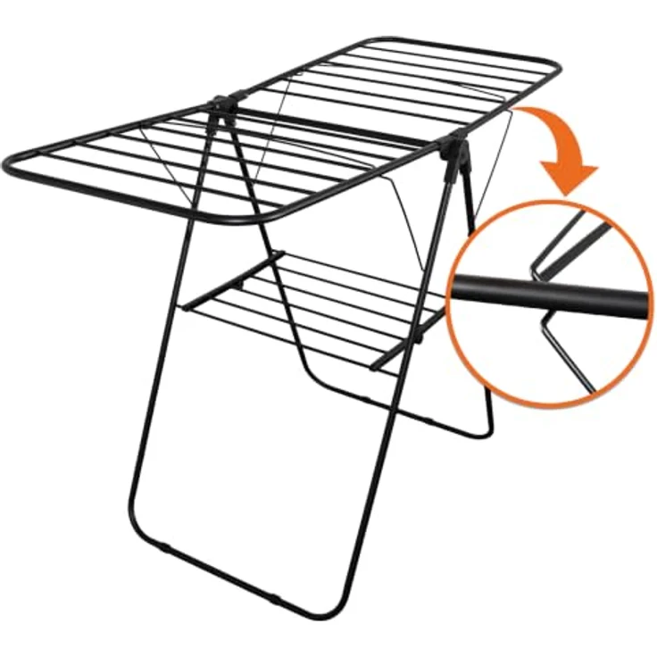 Spetebo Wäscheständer, klappbar schwarz mit 2 Etagen, 15 m Trockenlänge, 136 x 59 cm, Metall Wäschetrockner Gestell – Bild 4