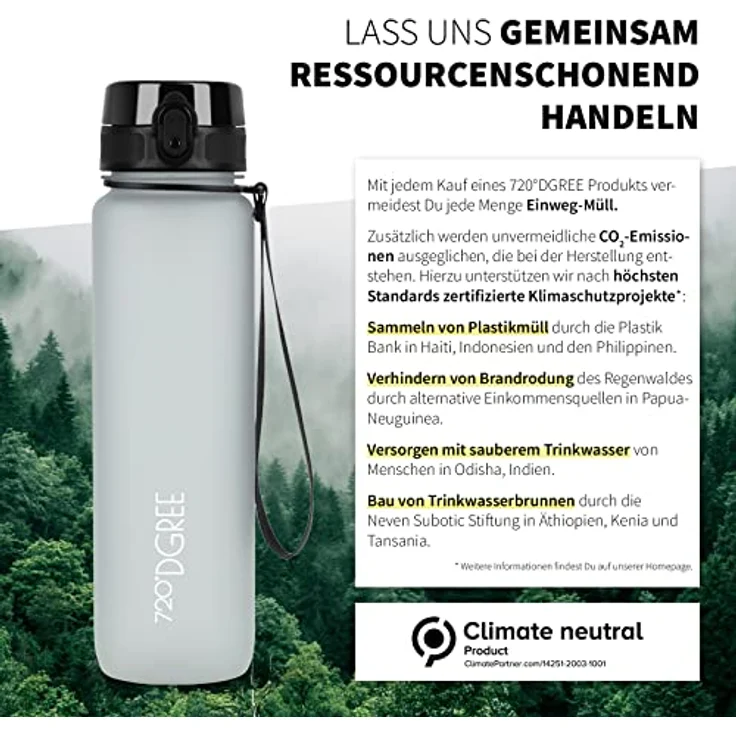 720 DGREE Trinkflasche Wasserflasche Fruchteinsatz 1Liter - BPA-Frei uberBottle light gray – Bild 5