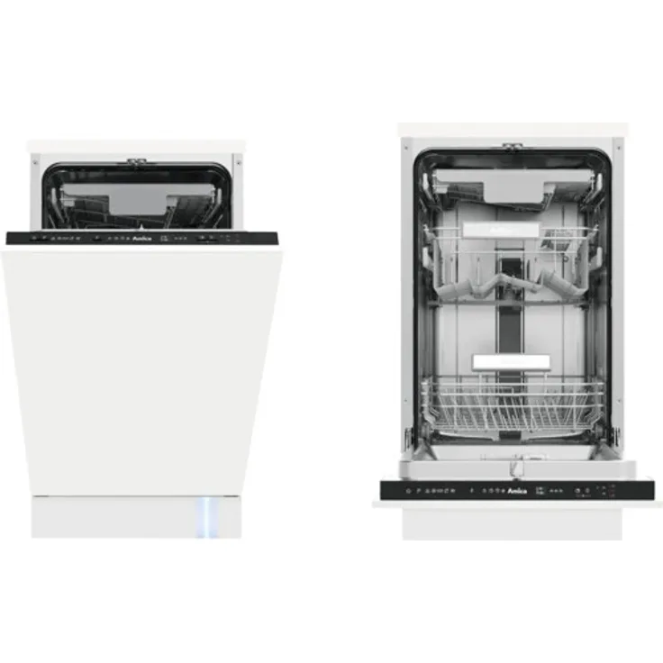 Amica EGSPV 584 900, Vollintegrierter Geschirrspüler 45 cm, 10 Maßgedecke, 8 l, 42 dB (A), Flex Besteckschublade, Aquastopp, 5 Programme