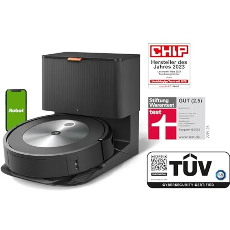 iRobot® Roomba® j7+ WLAN-fähiger Saugroboter mit automatischer Absaugstation, Kartierung und Zwei Gummibürsten für alle Böden -Objekterkennung und -vermeidung - Lernt und kartiert – Bild 2