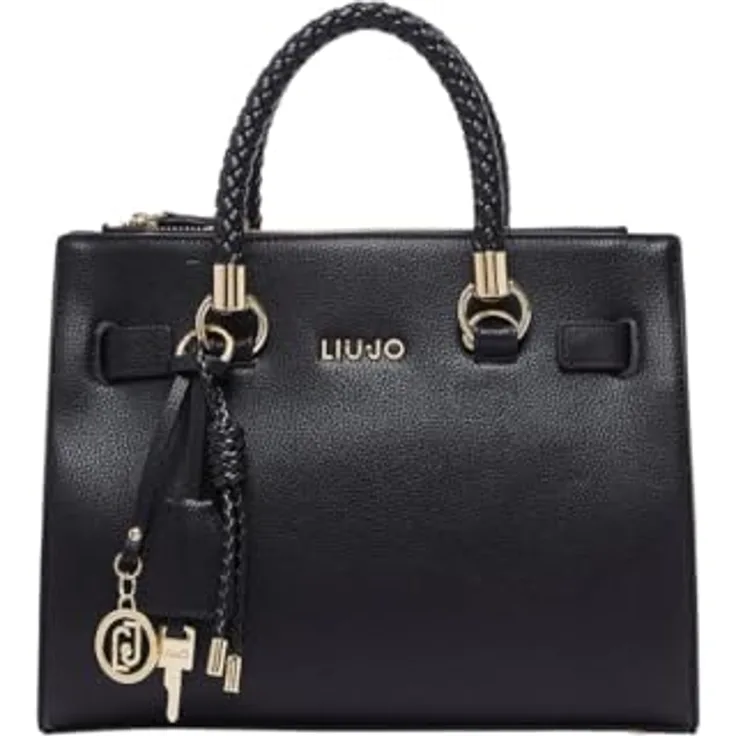 Liu Jo Handtasche Satchel, S, unifarben genarbt in Nero mit abnehmbarem Schulterriemen und Magnetverschluss