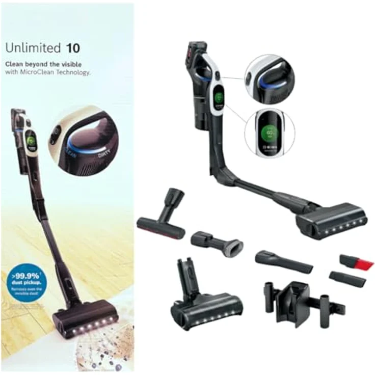 Bosch BCS1041WAC Unlimited 10 Akku-Staubsauger, Weiß, Power-for all kompatibler Austauschbarer 4.0 Ah Akku mit bis zu 80 Minuten Laufzeit – Bild 3