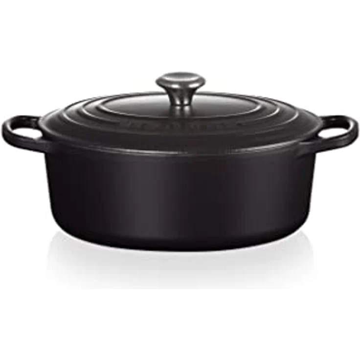 Le Creuset Signature Gusseisen-Bräter mit Deckel, Durchmesser 29 cm, Oval, Für alle Herdarten und Induktion geeignet, Volumen: 4,7 l, schwarz matt  – Bild 3