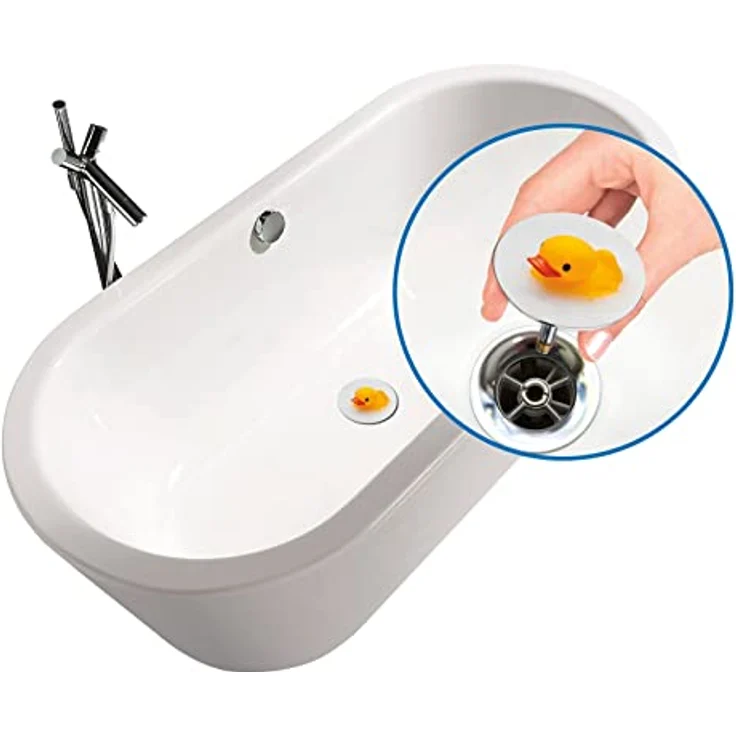 WENKO Badewannenstöpsel Pluggy® XXL Duck - Abfluss-Stopfen, für alle handelsüblichen Abflüsse, Kunststoff, 7.5 x 6 x 7.5 cm, Mehrfarbig – Bild 2