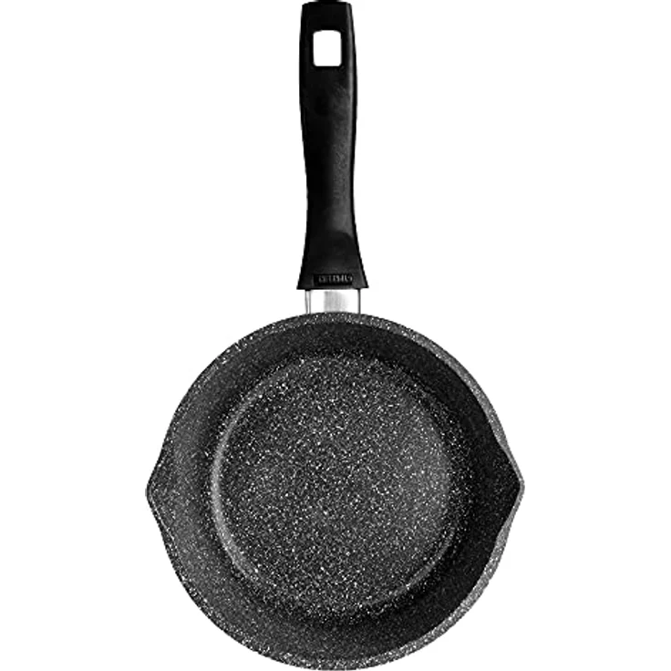 STONELINE® Stielkasserolle 18 cm, mit Glasdeckel, induktionsgeeignet, Aluguss, Antihaftbeschichtung mit echten Steinpartikeln, grau – Bild 5