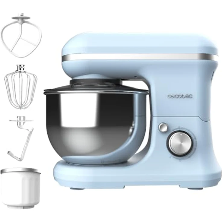 Cecotec Rühr- und Knetmaschine Cecomixer Merengue 5L 1200 Ice-Cream Blau. 1200 W, 5-Liter-Schüssel aus Edelstahl und Zubehör zum Schlagen und Kneten, inklusive Funktion zum Eiscreme machen – Bild 2